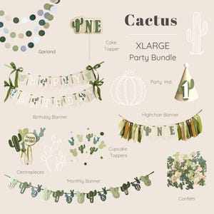 Decorazioni per il primo compleanno a forma di cactus, pacchetto Fiesta per il primo compleanno, festa a tema cactus, una coppia di spinosi, decorazioni neutre per il primo compleanno