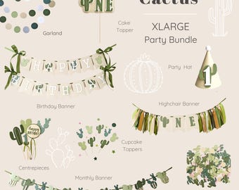 Cactus First Birthday Decorations, Fiesta 1st Birthday Bundle, Cactus Theme Party, One Prickly Pair,Neutral 1st Birthday Decor