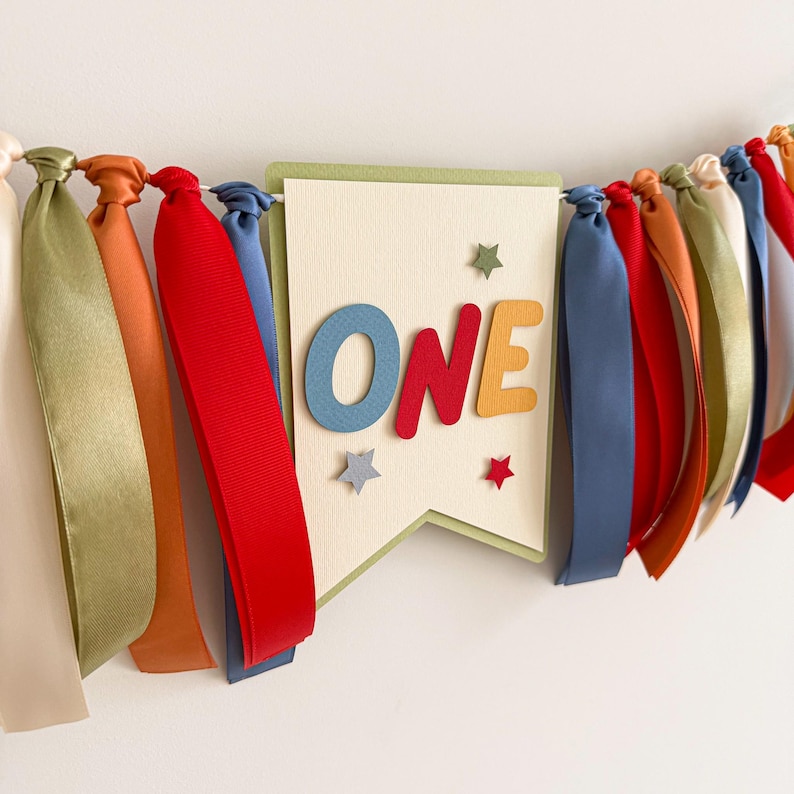 Fun to Be One Birthday Highchair Banner - Retro Colorful Party ...