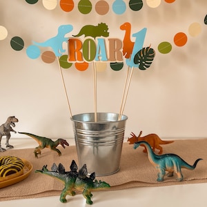 Dinosaurus-pronkstukken, dino 1e verjaardag, brultoppers, feesttafeldecor - 5 stuks