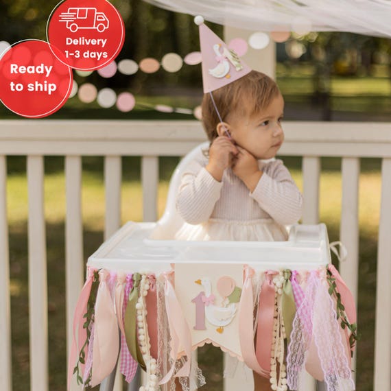 One Silly Goose High Chair Banner, Pink Goose 1st Birthday Decorations