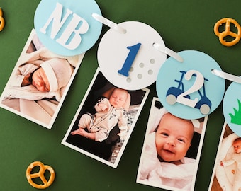 Golf 1st Birthday Photo Banner - Hole in One Monthly Garland