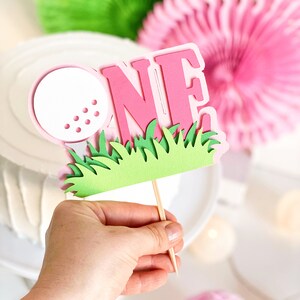 Girl Hole in One First Birthday Cake Topper Girl Golf First Birthday ...