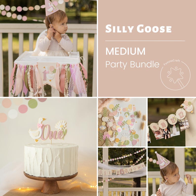 One Silly Goose 1st Birthday Bundle, Vintage Goose Party Decorations