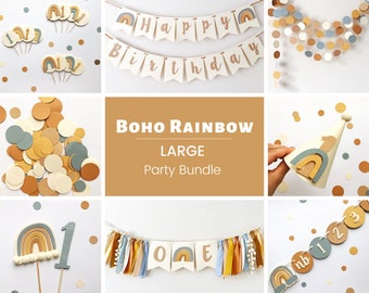 RAINBOW Birthday Decorations Editable Modern Rainbow Milestone