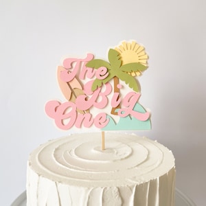 The Big One Cake Topper, Surfboard 1st Birthday Decorations, Beach Cake Topper