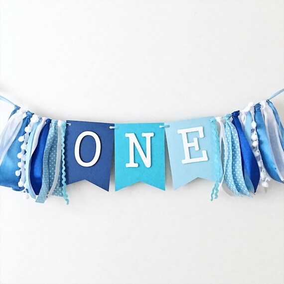 Blue Boy One High Chair Banner Boy 1st Birthday Banner Ombre Etsy
