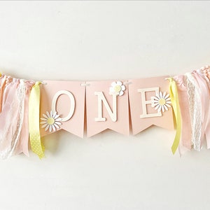 Banner per seggiolone Daisy, primo compleanno Daisy, decorazioni per feste Daisy, compleanno Flower Power