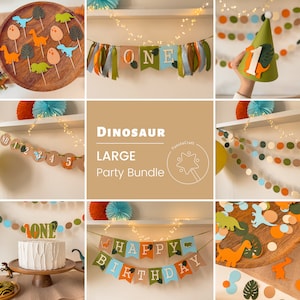 Dinosaur First Birthday, Party Bundle, Dinosaur Birthday Decoration, Boy 1st Birthday, Dino Party, 1 Year Old Birthday Theme, Party Set