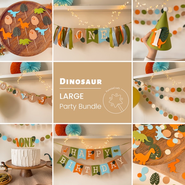 Dinosaur First Birthday, Party Bundle, Dinosaur Birthday Decoration, Boy 1st Birthday, Dino Party, 1 Year Old Birthday Theme, Party Set