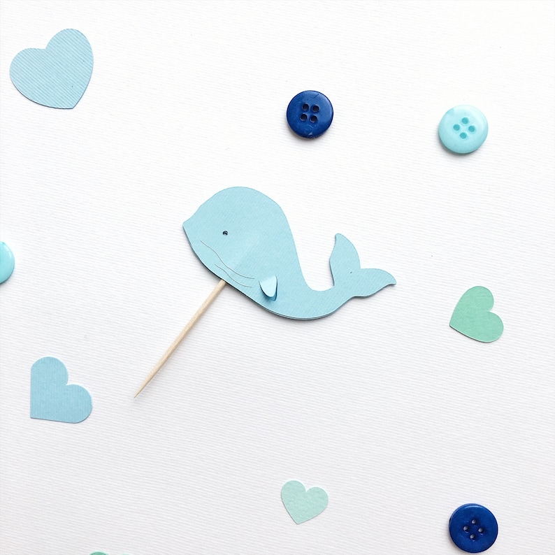 Whale Cupcake Toppers Whale Theme Baby Shower Decorations Boy Etsy