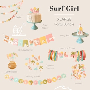 Girl The Big One Birthday Bundle, Surf 1st Birthday Party, Beach Decorations, First Wave