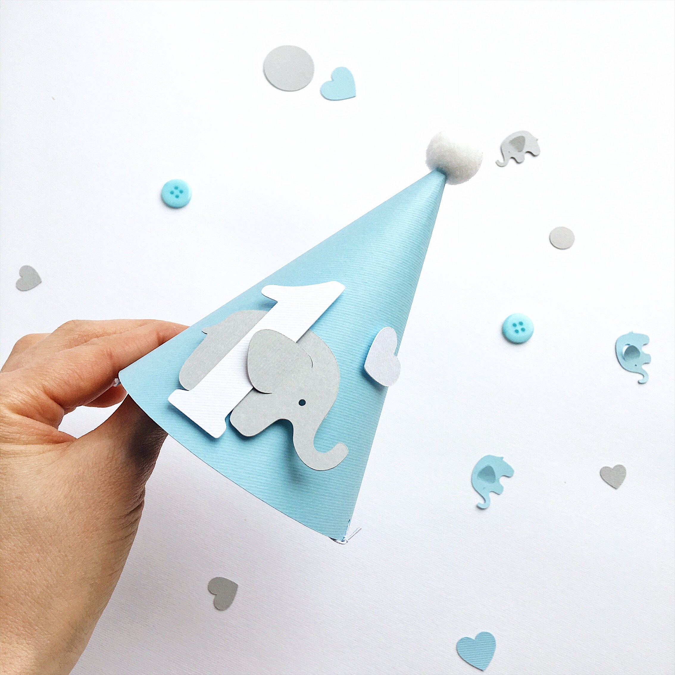 Elephant One Party Hat Elephant Boy 1st Birthday Party Hat Etsy