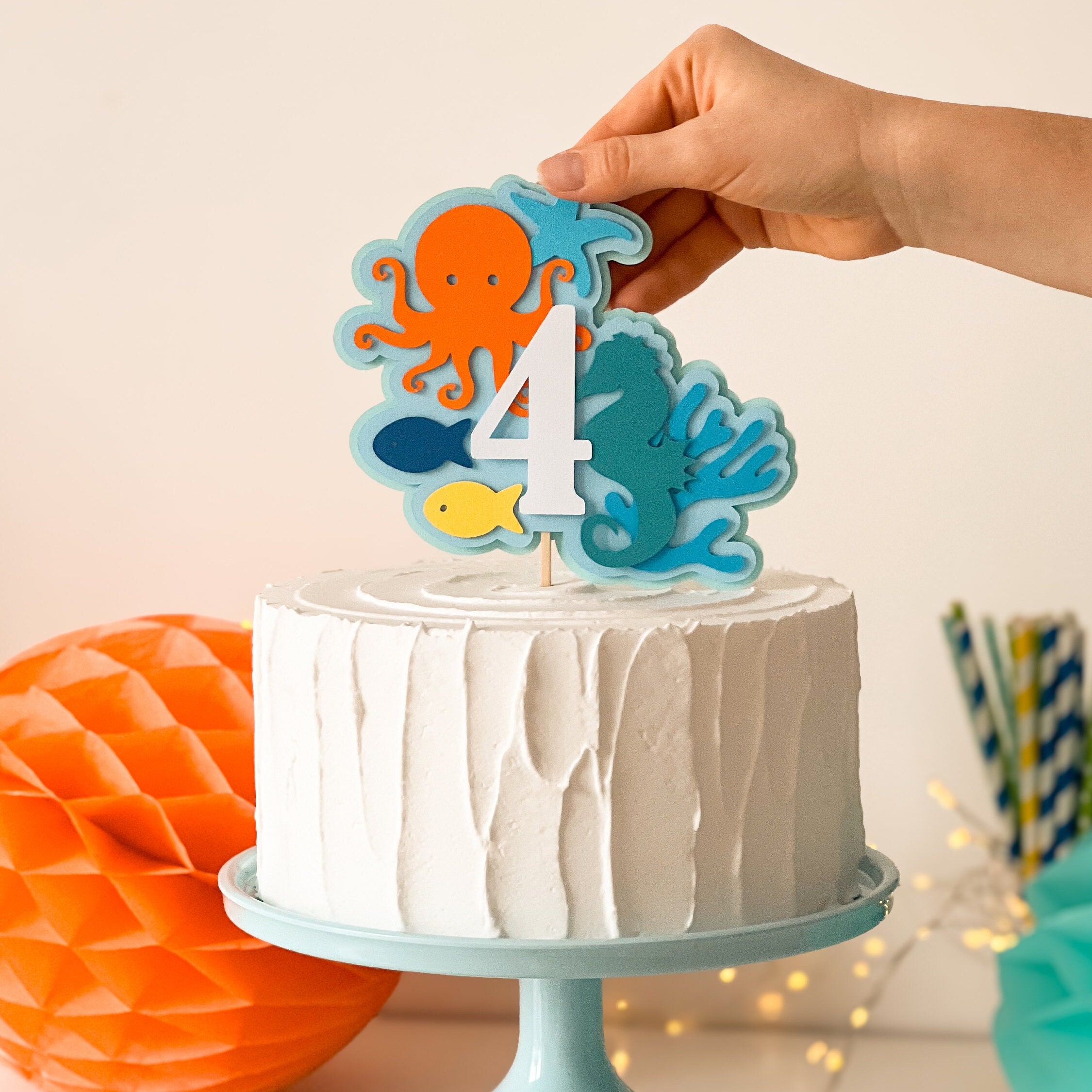 21 Stand Up Tropical Fish Themed Premium Edible Wafer Paper Cake