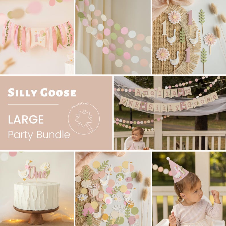 One Silly Goose 1st Birthday Bundle, Vintage Goose Party Decorations