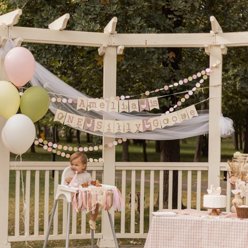 One Silly Goose Party Hat, Pink Goose 1st Birthday Party Decorations