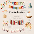 Fun to be One Birthday Bundle - Retro Colorful Party Decorations product logo