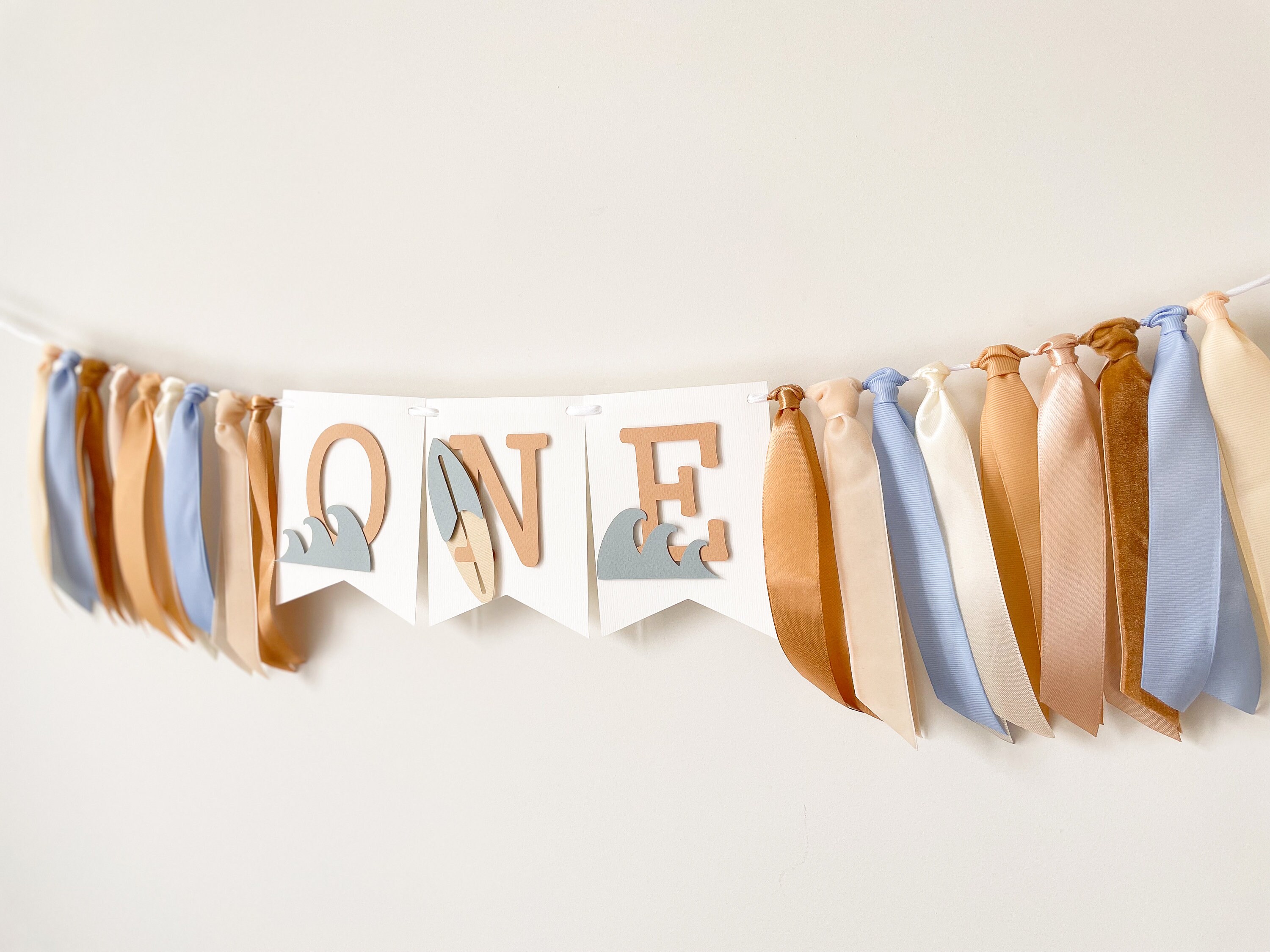 The Big One High Chair Banner – Wave & Surfboard 1st Birthday Decor, Summer Beach Party Highchair Decoration - View #13