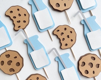 Adornos para cupcakes de leche y galletas - Decoraciones para el primer cumpleaños de un niño