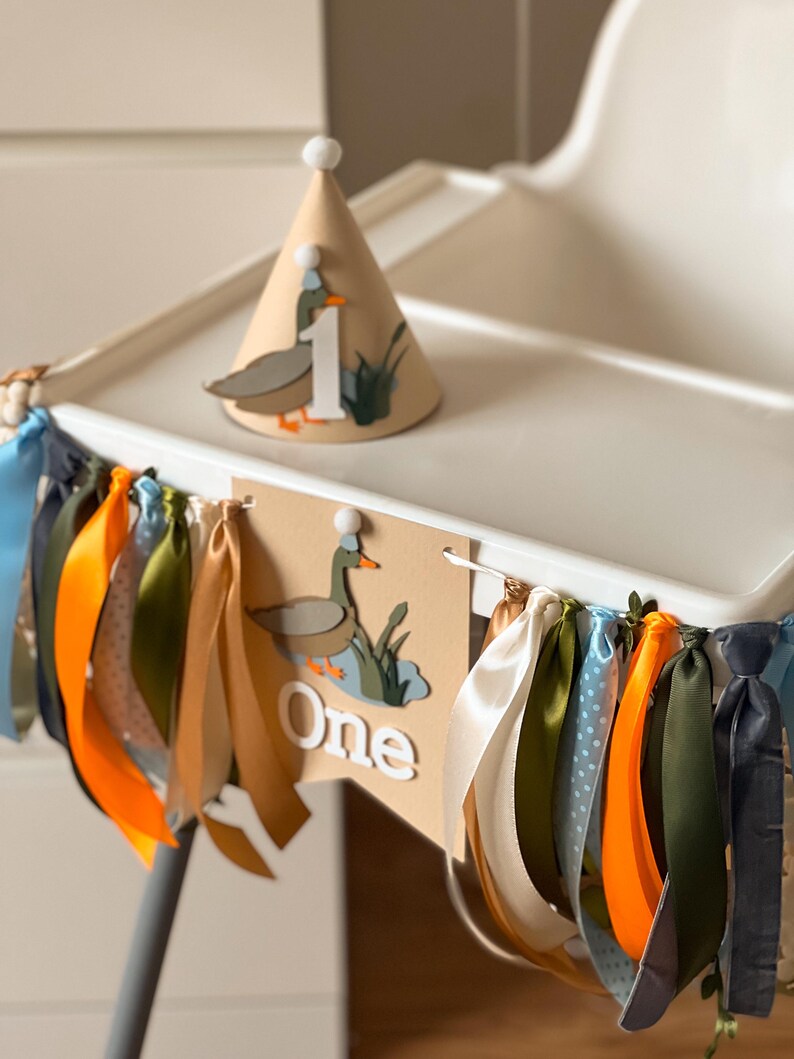 One Lucky Duck High Chair Banner - Mallard 1st Birthday Decorations