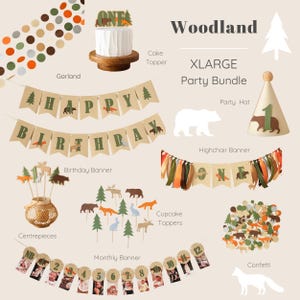 Bundel Woodland 1e verjaardag - Forestcore Animals Feestdecoraties