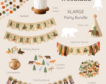 Woodland 1st Birthday Bundle - Forestcore Animals Party Decorations