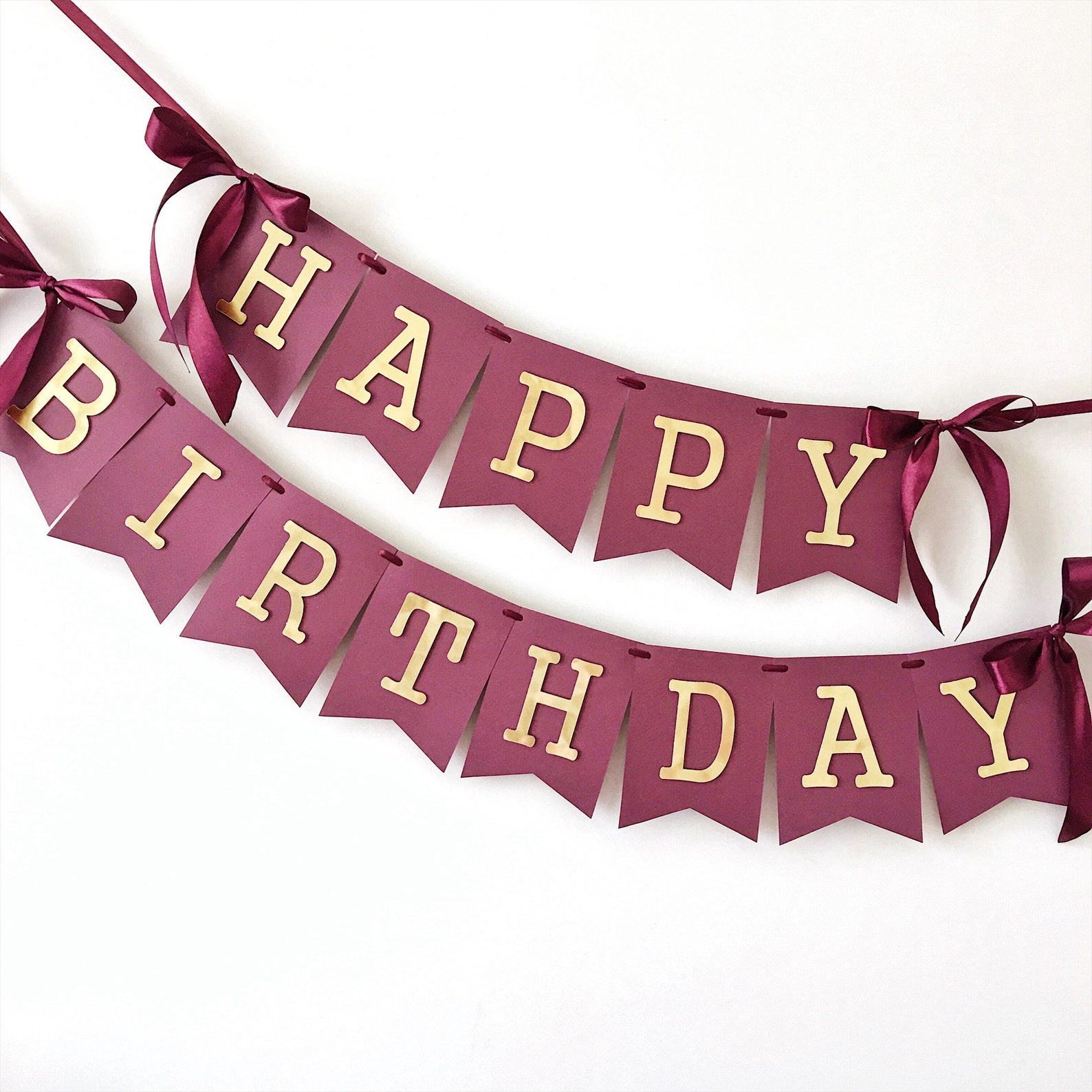 Burgundy Gold Happy Birthday Banner Personalized Fall Banner Etsy
