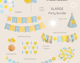 Boy You are my Sunshine - Pacchetto di compleanno con decorazioni per feste One in the Sun