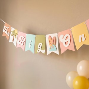 The Big One Surf Girl 1st Birthday Banner - Beach Decorations