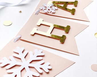 Banner de Winter ONEderland - Decoraciones para el primer cumpleaños de Snowflake Girl