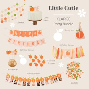 Little Cutie 1st Birthday Bundle | Personalized Orange Theme Party Kit | Clementine First Birthday Decorations | One Little Cutie
