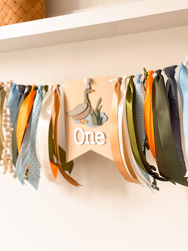 One Lucky Duck High Chair Banner - Mallard 1st Birthday Decorations