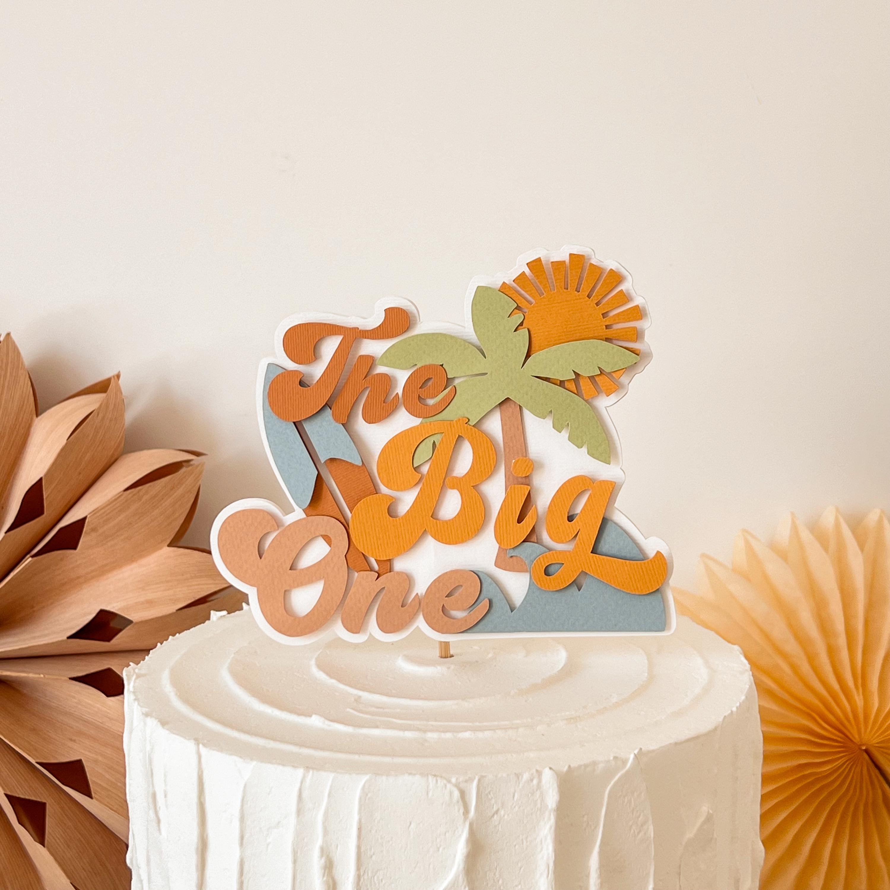 Topper Per Torta In Legno A Forma Di Onda Surf – Tema Blu, Per Primo Compleanno E Feste A Tema Mare - 4