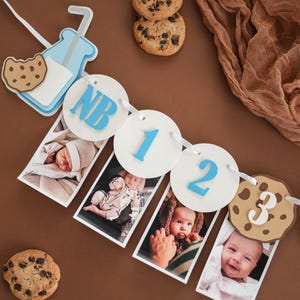 Milk and Cookies Milestone Banner, One Sweet Year Boy