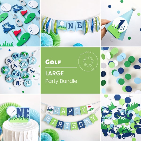 Hole in One Birthday, Golf First Birthday, 1st Birthday Decor, Party Bundle, Golf Birthday Banner, One Year Old Birthday, Boy First Birthday