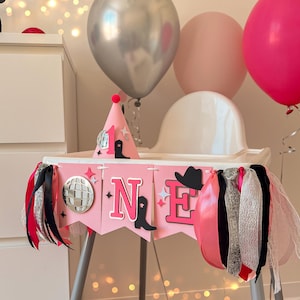 My 1st Rodeo Highchair Banner, Cowgirl Birthday, Girl 1st Rodeo Decorations, Disco Party