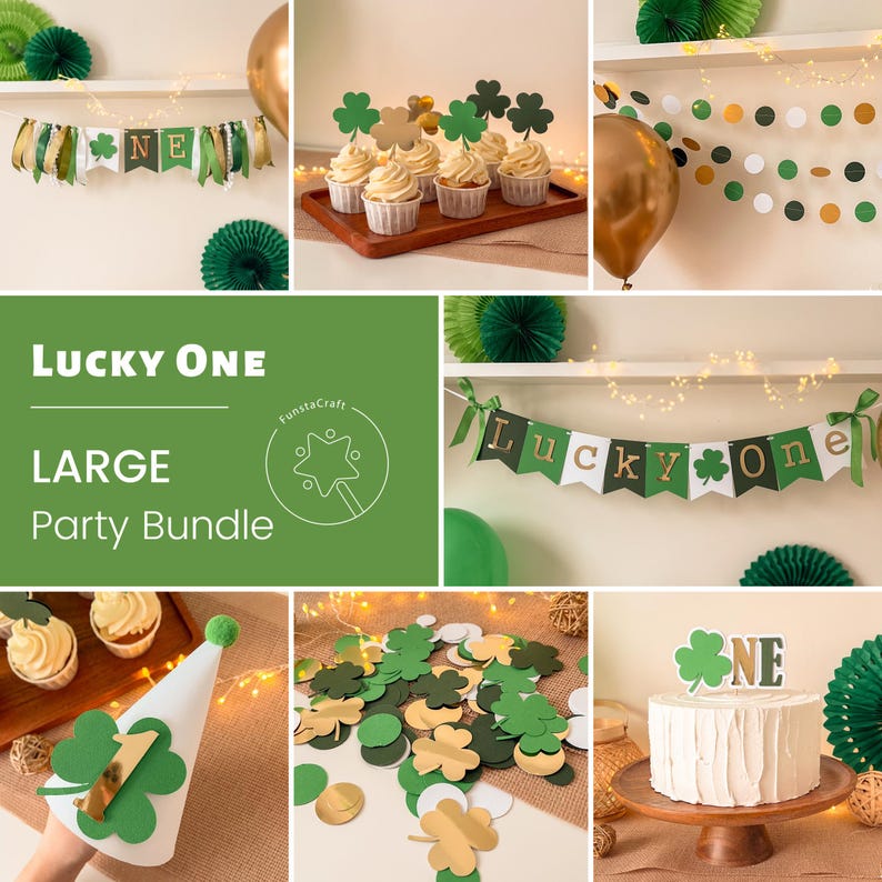 Lucky One Birthday Decorations, Party Bundle, Shamrock 1st Birthday, St. Patrick's Day Birthday