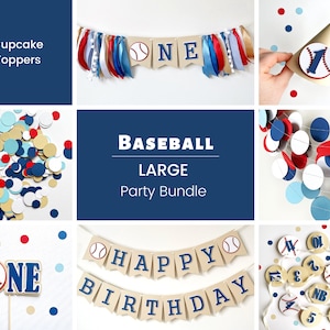 Rookie of the Year Birthday Bundle, Baseball 1st Birthday Decorations, Sports Birthday Banner