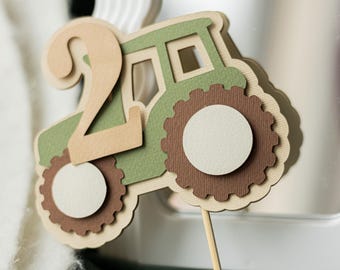 Adorno para tarta de cumpleaños con forma de tractor - Decoraciones para fiesta de niño granjero