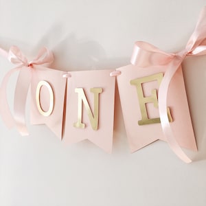 High Chair Banner Girl 1st Birthday Decorations Toddler 1st Birthday Blush Gold Banner Baby Girl First Birthday One Year Birthday Party