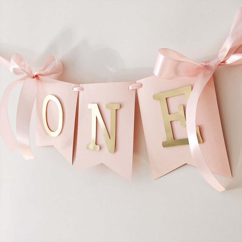 High Chair Banner Girl 1st Birthday Decorations Toddler 1st Birthday Blush Gold Banner Baby Girl First Birthday One Year Birthday Party