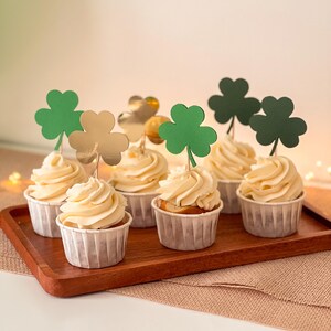 St. Patrick&#39;s Day Cupcake Toppers - Shamrock Lucky One Birthday Decorations