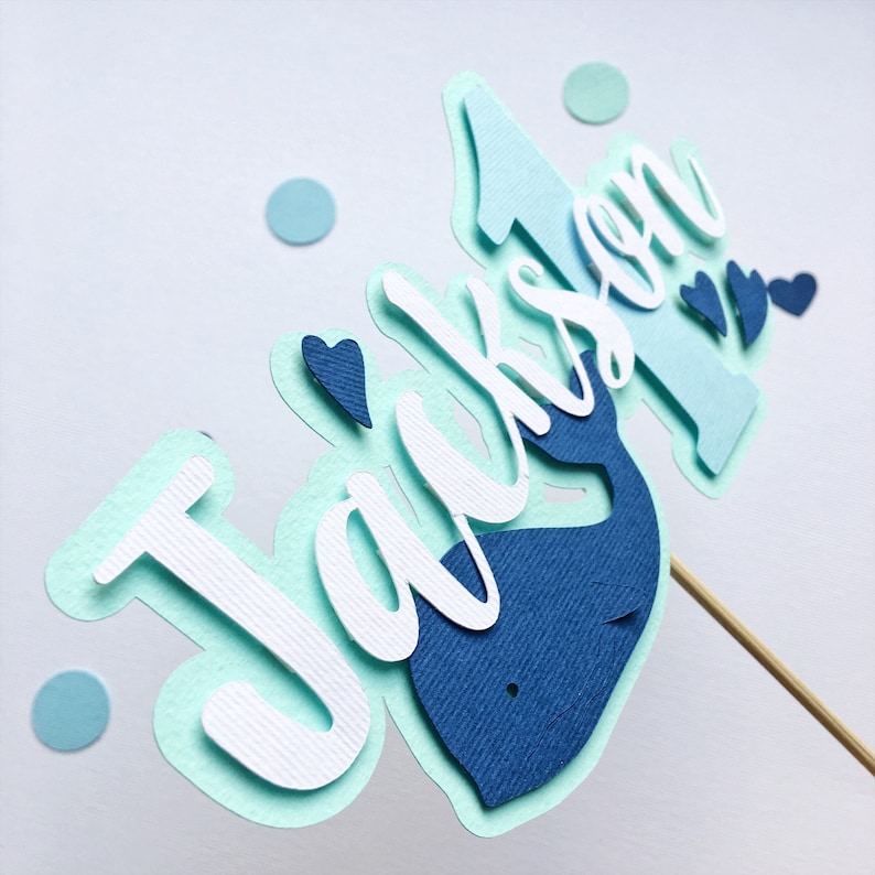 Whale Cake Topper Ocean 1st Birthday Decorations Personalized Etsy