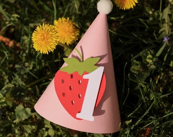 Strawberry Party Hat, Berry Fun to be One, Girl First Birthday