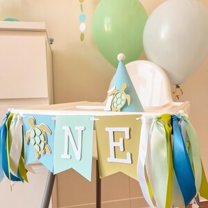 Turtle Chair Banner, Ocean First Birthday Decorations, Under the Sea, Turtley Two