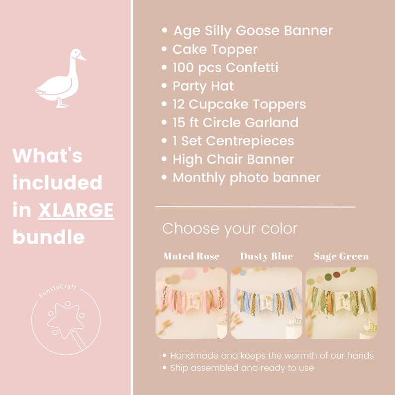 One Silly Goose 1st Birthday Bundle, Vintage Goose Party Decorations
