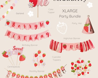 Berry First Birthday Bundle - Strawberry Party Decorations