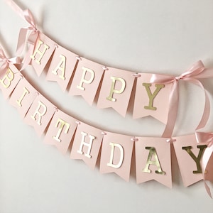 Elaliyi Rose Happy Birthday Banner – Pink Paper Decoration, DIY Party Sign - View #7