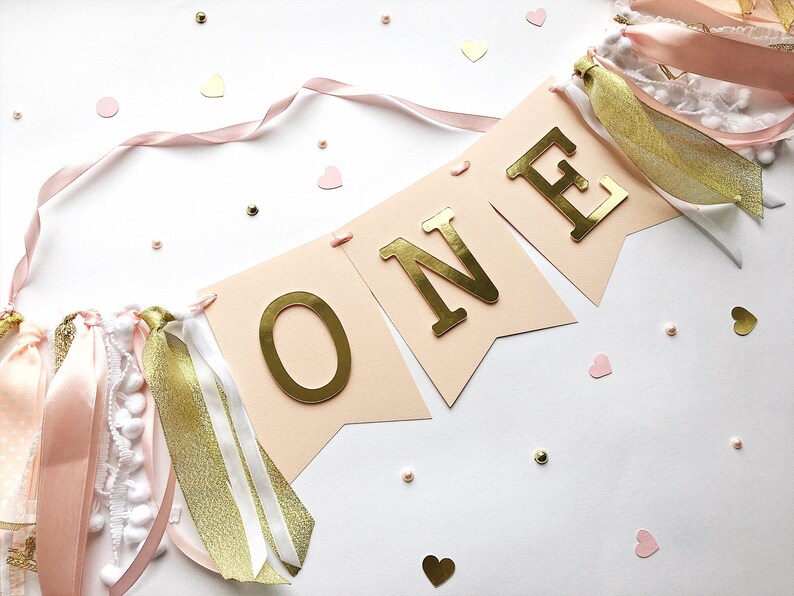 Rose Blush Gold High Chair Banner One High Chair Sign Baby Etsy
