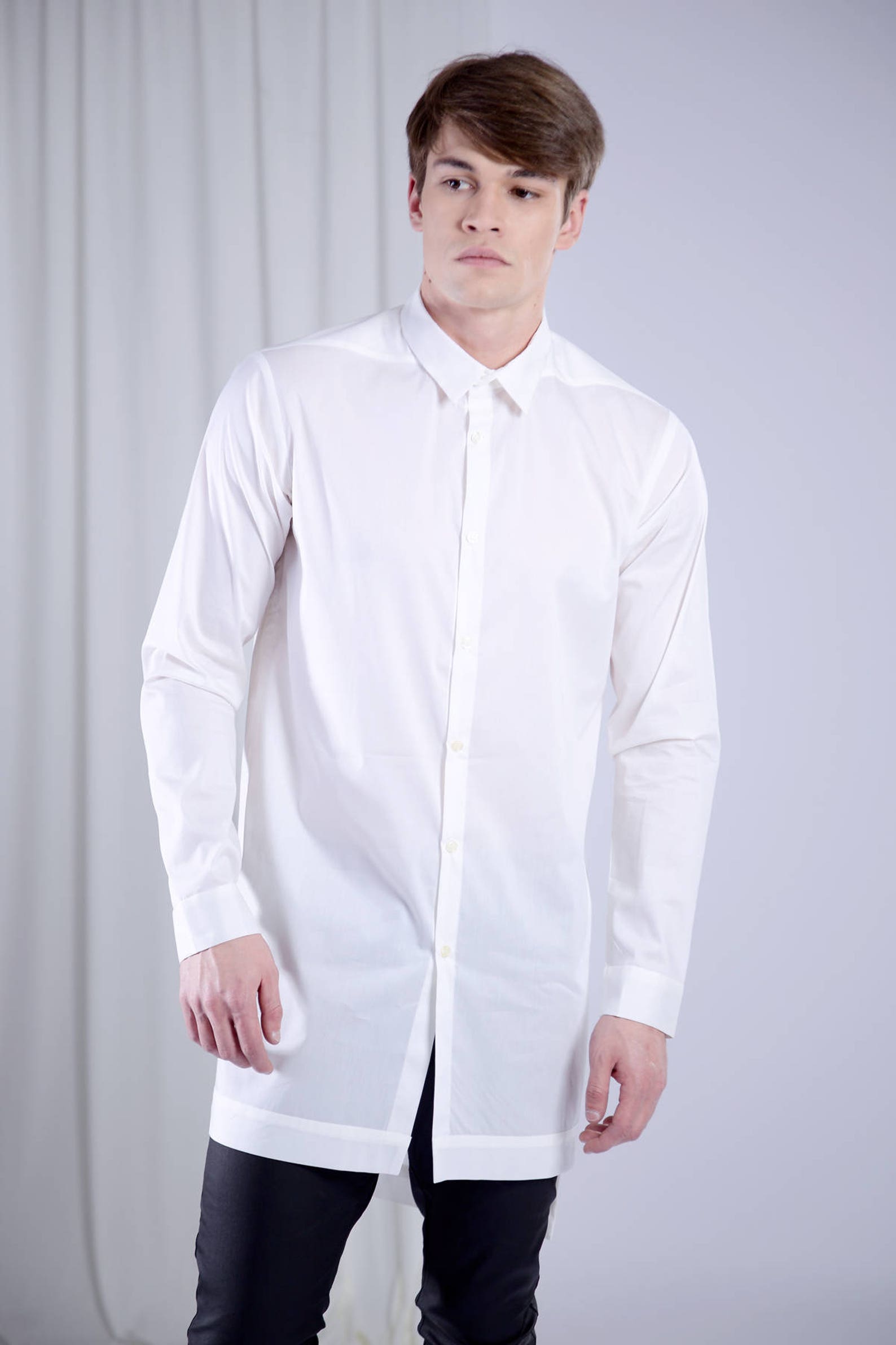 Tunic for Men White Tunic Top Long White Shirt Modern White Etsy Denmark